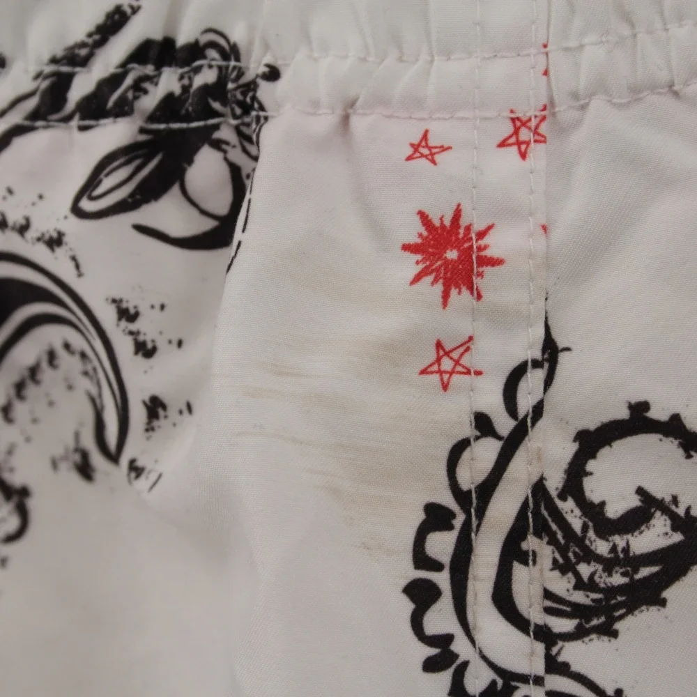 Joe Boxer Men's White Paisley‎ Skull Floral Print Board Shorts Size Large